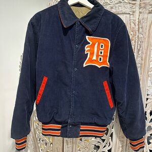 Detroit Tigers Men's Corduroy Navy Jacket with Orange Details